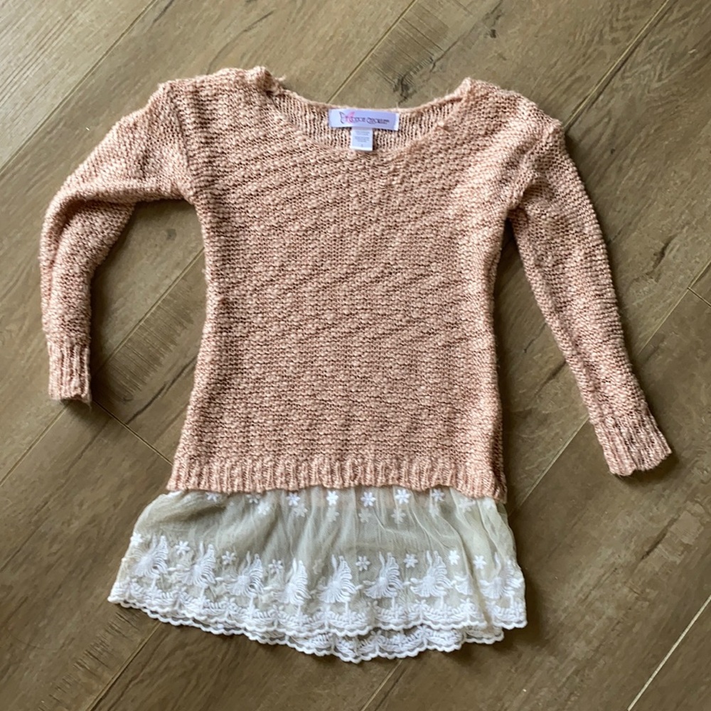 Pink Rose Girls Sweater with Lace Bottom Size (5)